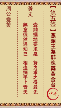 周公灵签 第5签：燕昭王为郭隗筑黄金台